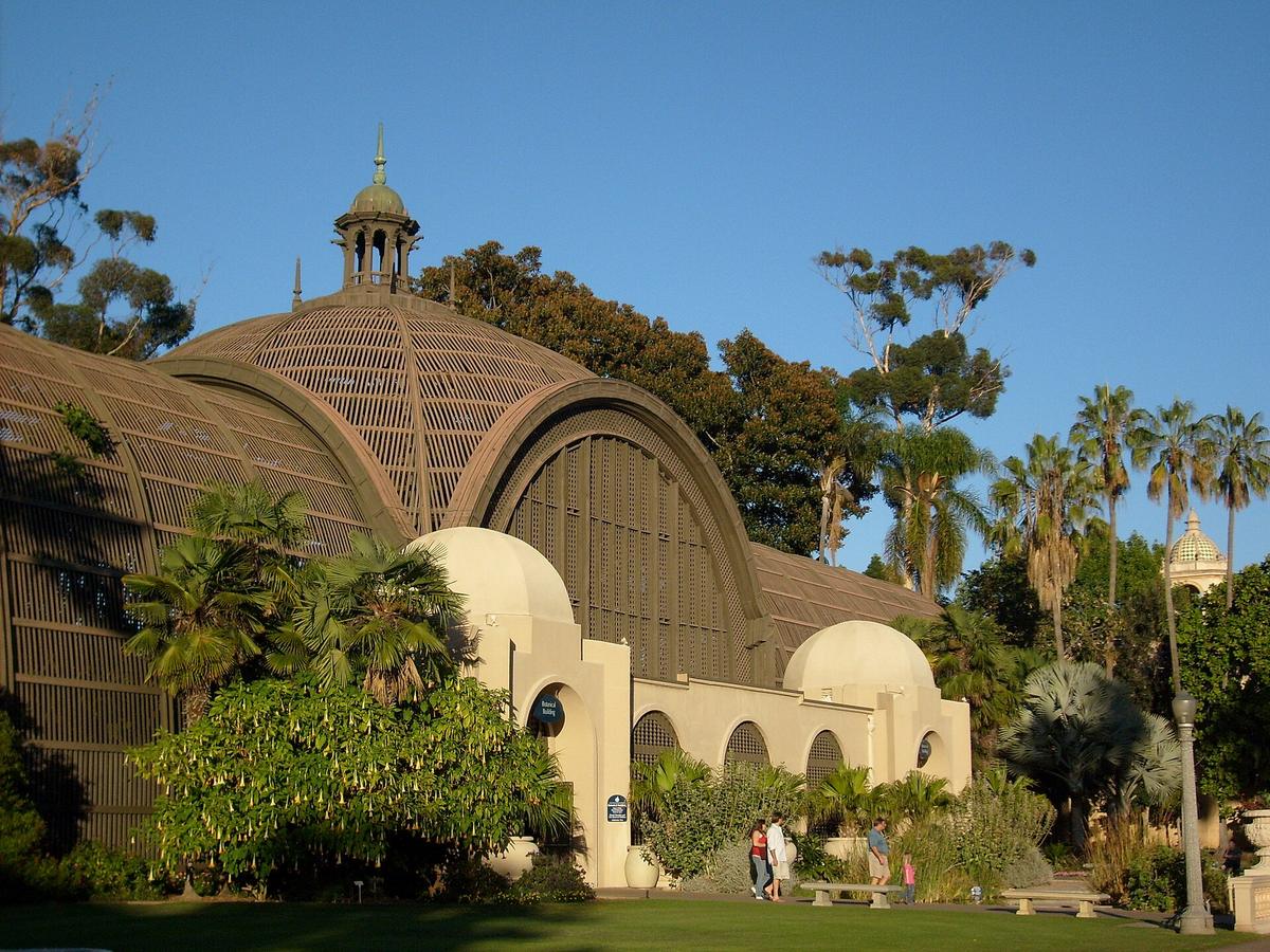 Botanical Building and Lily Pond, San Diego, California. Photograph from Wikimedia Commons.